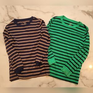 Carter's Kids Navy and Green Striped Long Sleeve Tees Size 8/8A